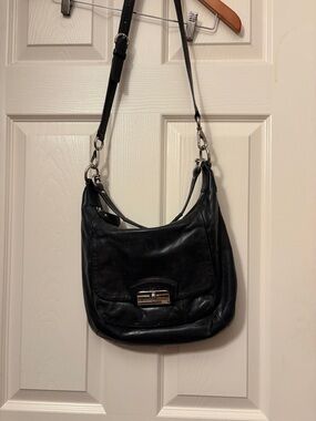 Vintage Coach Kristin Black Leather Crossbody Bag with Silver-Tone Hardware